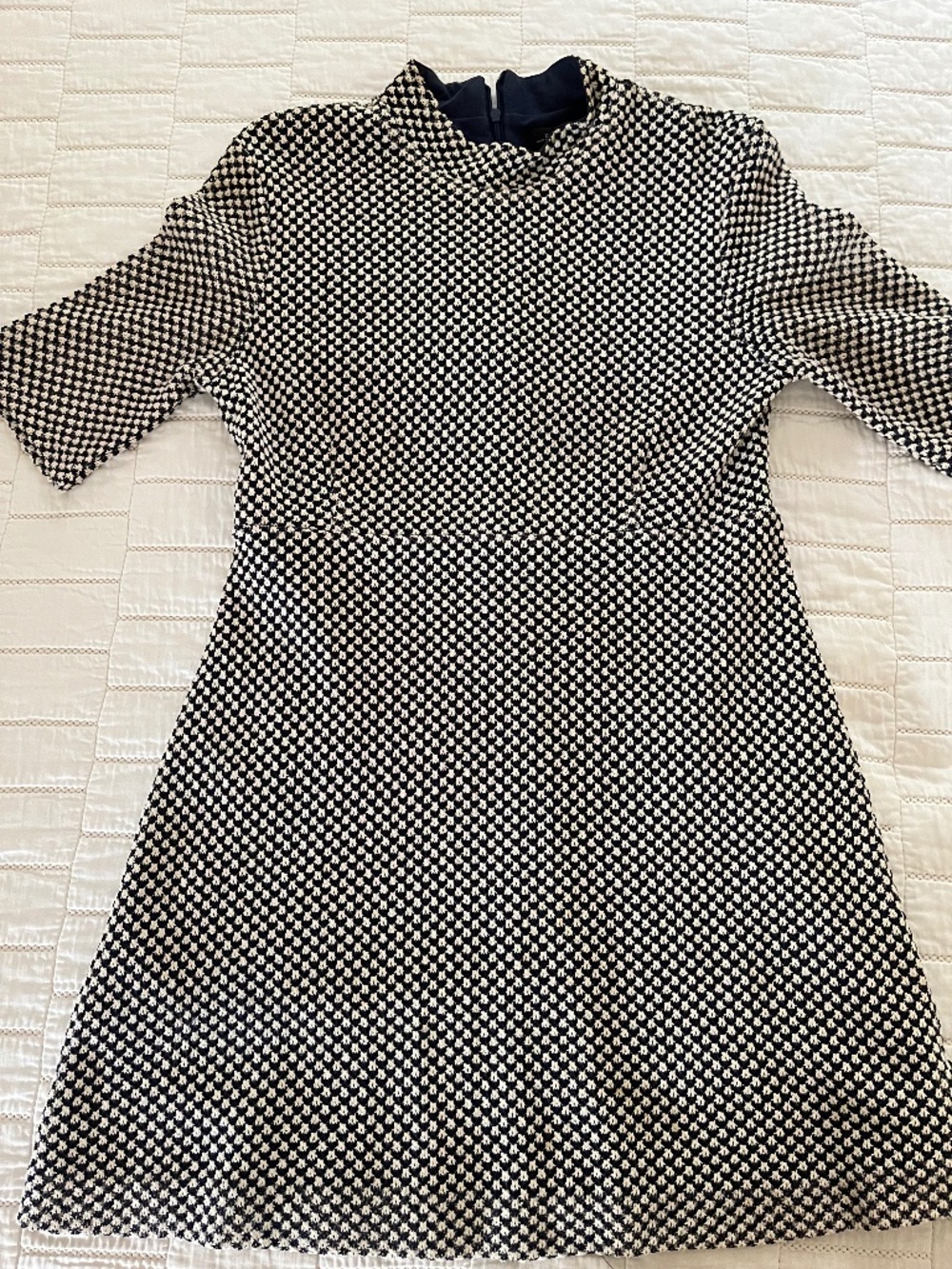 Navy and white knit mini dress